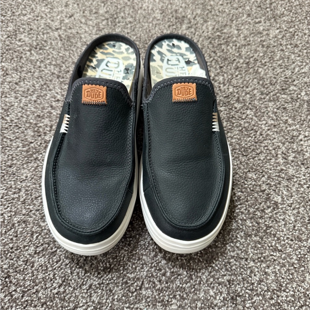 Hey Dude Black and White Slip-On Loafers